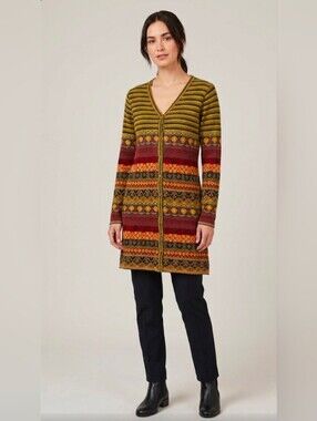 NWT Cubism Multicolored Long Cardigan Sweater Size L Bohemian
